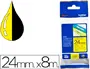 Imagen Cinta brother tze-651 amarillo/negro 24mm longitud de 8mts 2