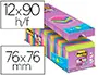 Imagen Bloc de notas adhesiva quita y pon post-it super sticky 76x76 mm 90 hojas colores surtidos pack de 21 + 3 2