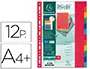 Imagen Separador exacompta cartulina simil prespan juego de 12 separadores din a4+ multitaladro colores vivos 2