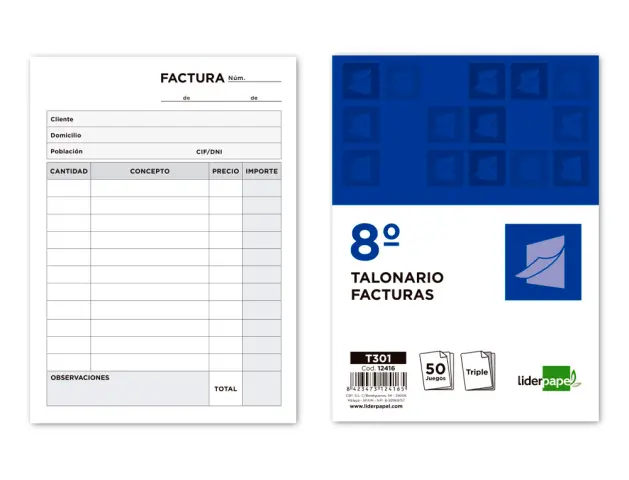 Imagen TALONARIO FACTURA 8 SIN IVA ORIG+2