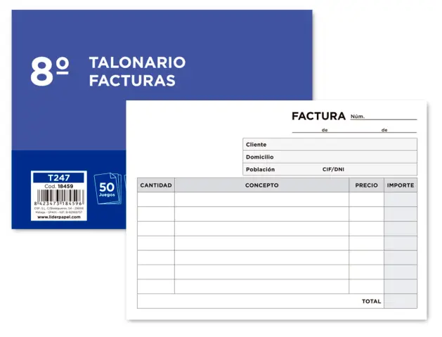 Imagen TALONARI OCTAVO FACTURAS APAISADO