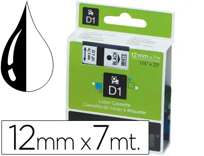 Imagen Cinta dymo 1000 negro-blanco 12mm x 7mt d1