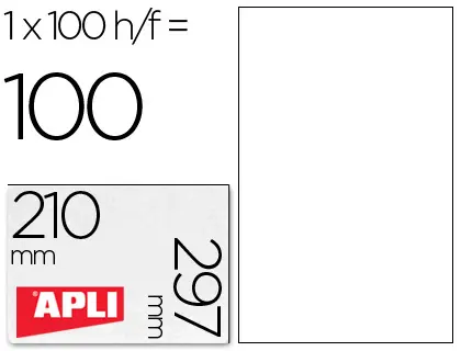 Imagen Etiqueta adhesiva apli 1281 tamao 210x297 mm fotocopiadora laser ink-jet caja con 100 hojas din a4