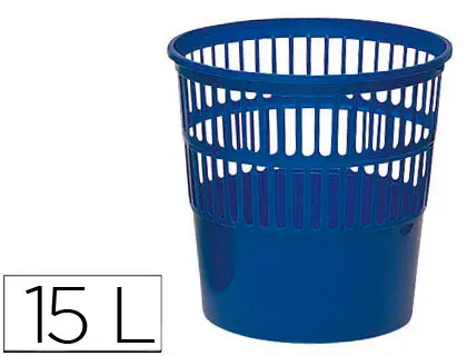 Imagen PAPELERA PLASTICO REJILLA AZUL