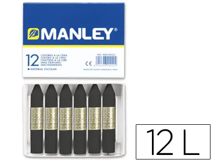 Imagen LAPICES CERA MANLEY UNICOLOR NEGRO -CAJA DE 12 N.3