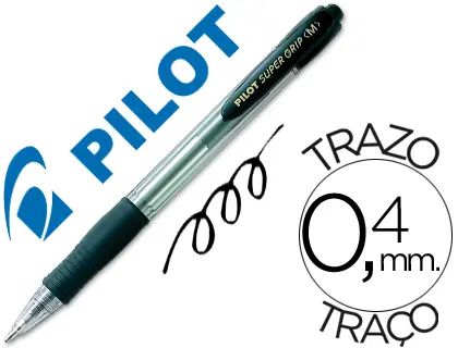 Imagen Boligrafo pilot super grip negro retractil sujecion de caucho tinta base de aceite