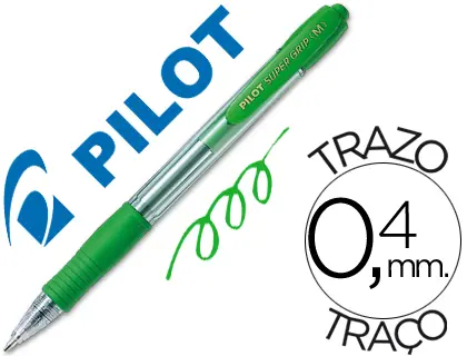 Imagen Boligrafo pilot super grip verde retractil sujecion de caucho tinta base de aceite