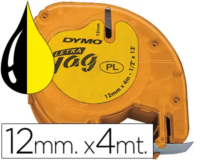 Imagen CINTA DYMO 12MM X4 M NEGRO-AMARILLO