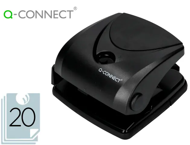 Imagen Taladrador q-connect kf01234 negro abertura 2 mm capacidad 20 hojas