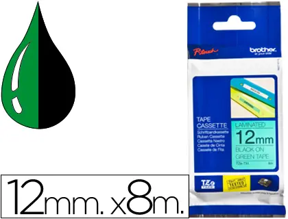 Imagen CINTA BROTHER TZE-731 VERDE-NEGRO 12MM/8m