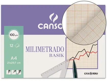 Imagen PAPEL MILIMETRADO PACK 12 HOJAS A4