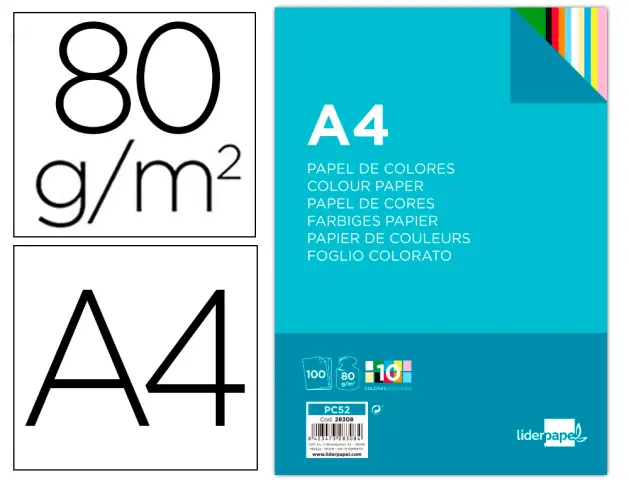 Imagen PAPEL 10COLORES 100H A4 80GR