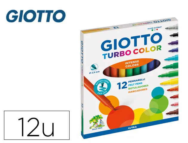 Imagen Rotulador giotto turbo color caja de 12 colores lavables 