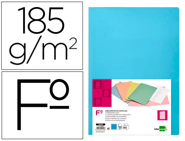 Imagen Subcarpeta liderpapel folio celeste intenso 180g/m2