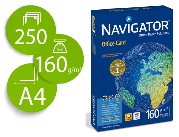 Imagen Papel fotocopiadora navigator din a4 160 gramos papel multiuso ink-jet y laser-paquete de 250 hojas.