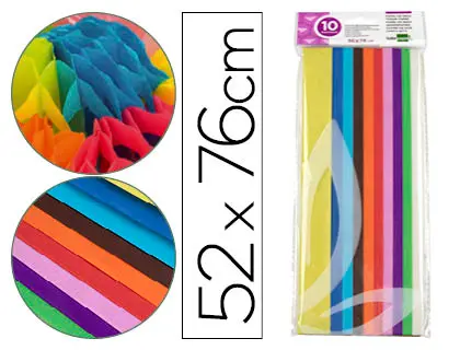 Imagen Papel seda liderpapel 52x76cm 18g/m2 bolsa de 10 hojas colores surtidos