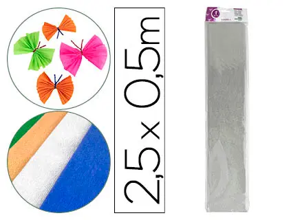 Imagen PAPEL CRESPON METAL PLATA 0.50X2.50