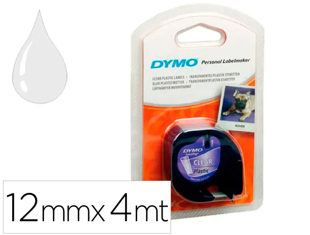 Imagen Cinta dymo 12mmx4mt -transparente para maquina letratag.