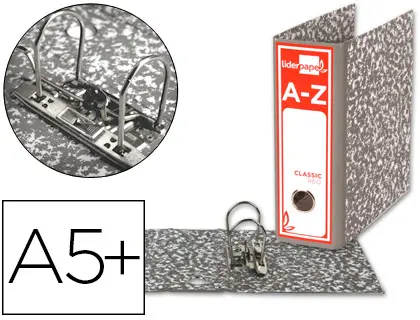 Imagen Archivador de palanca liderpapel cuarto classic red  lomo 80mm gris compresor metalic