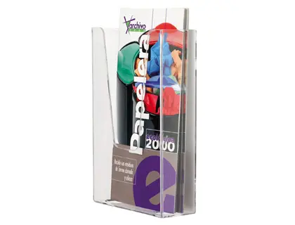 Imagen Expositor mural metacrilato 1/3 din a4 transparente 110x45x180 mm un compartimiento