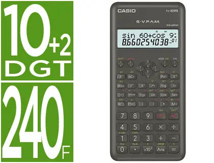 Imagen Calculadora casio fx-82 msii -cientifica -240 funciones -doble pantalla.