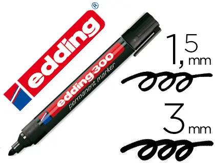 Imagen Rotulador edding marcador permanente 300 negro punta redonda 1,5-3 mm