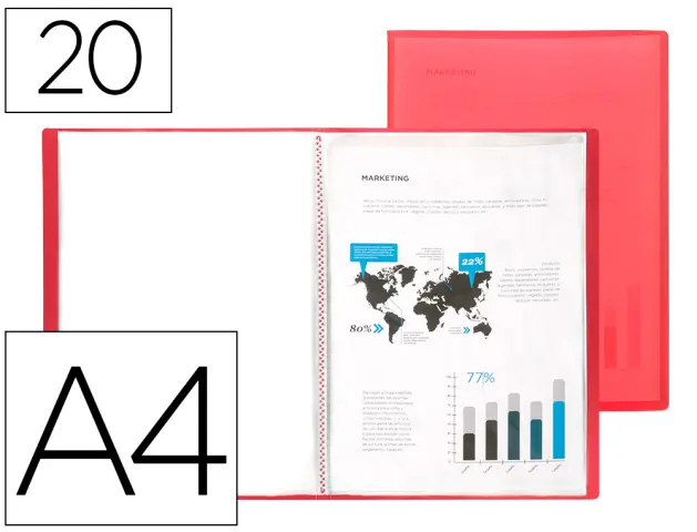 Imagen CARPETA 20 FUNDAS BEAUTONE DIN A4-ROJO