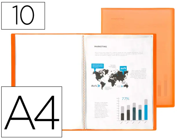 Imagen CARPETA 10 FUNDAS BEAUTONE DIN A4 NARANJA