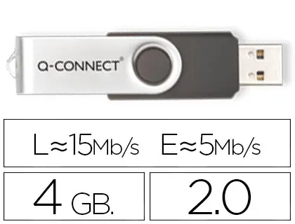 Imagen Memoria usb q-connect flash 4 gb 2.0 (INCLUYE 0.24? DE CANON)