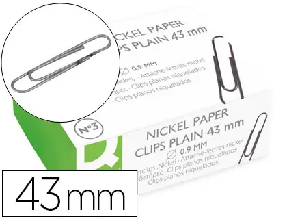 Imagen Clips niquelados q-connect n3 43 mm caja de 100.