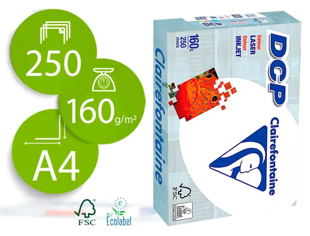 Imagen Papel fotocopiadora clairefontaine din a4 160 gramos paquete de 250 hojas