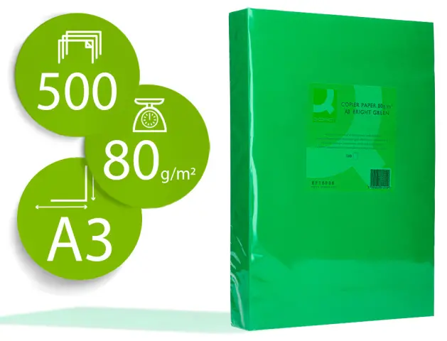 Imagen PAPEL COLOR A3 80GR VERDE INTENSO 500H