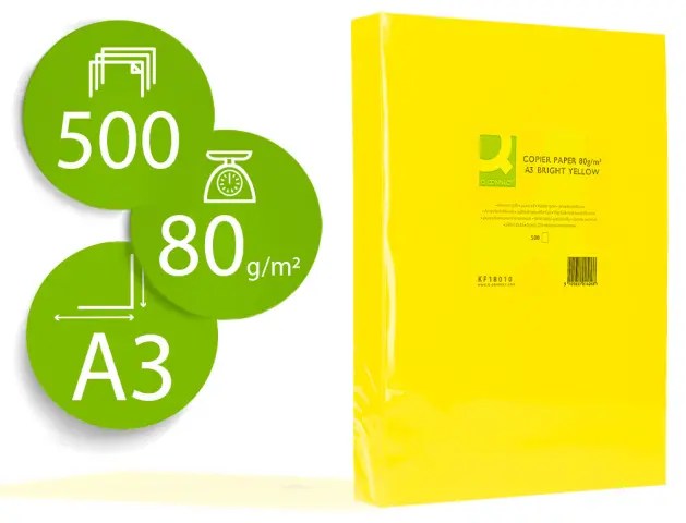 Imagen PAPEL COLOR A3 80GR AMARILLO INTENSO 500H