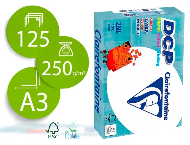 Imagen PAPEL CLAIROFONTAINE A3 250 GRS 125HOJAS