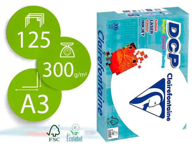 Imagen PAPEL  CLAIREFONTAINE DIN A3 300 GR 125 HOJAS