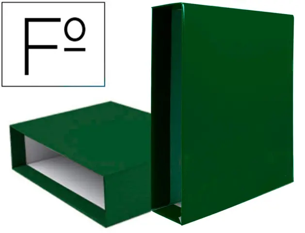 Imagen Caja archivador  carton folio  lomo 82mm color verde.