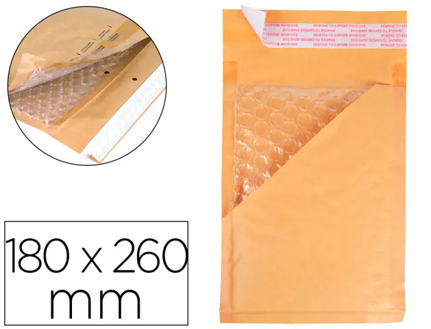 Imagen SOBRE BURBUJAS CREMA 180X260 CAJA DE 100