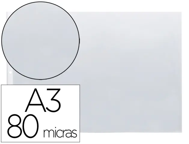 Imagen Funda multitaladro din a3 apaisada 80 micras cristal con apertura superior - bolsa de 10