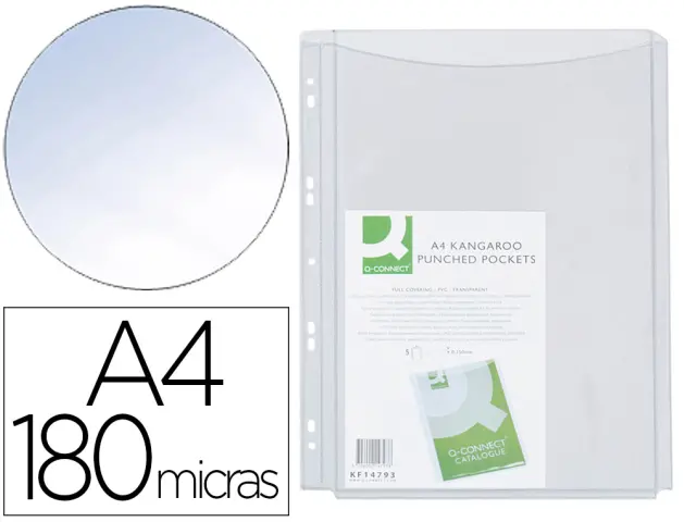 Imagen Funda multitaladro q-connect con fuelle din a4 pvc 180 micras - bolsa de 5.