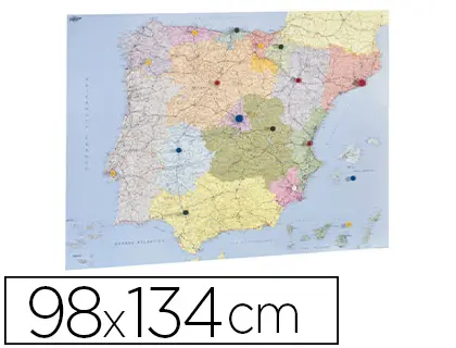 Imagen Mapa mural faibo espaa y portugal autonomico plastificiado enrollado 98x134 cm