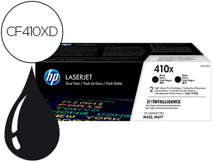 Imagen Toner hp laserjet pro 410x m452 m477 negro pack de 2 unidades 6500 paginas