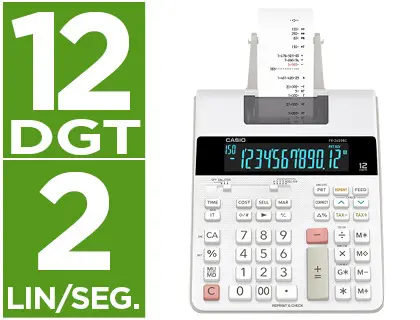 Imagen Calculadora casio impresora pantalla lc papel 58 mm impresion bicolor fr-2650rc 12 digitos dc color blanco