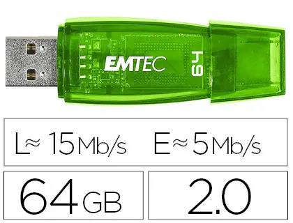 Imagen Memoria usb emtec flash c410 64 gb 2.0 verde