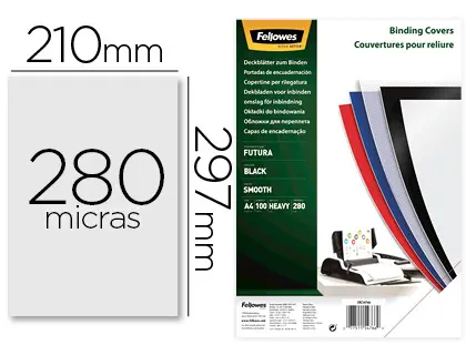 Imagen Tapa de encuadernacion fellowes din a4 polipropileno negro 280 micras pack de 100 unidades