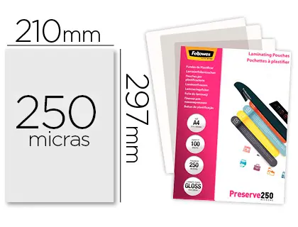 FELLOWES PACK 100 FUNDAS PLASTIFICAR 125 MIC. BRILLO A3 (303X426