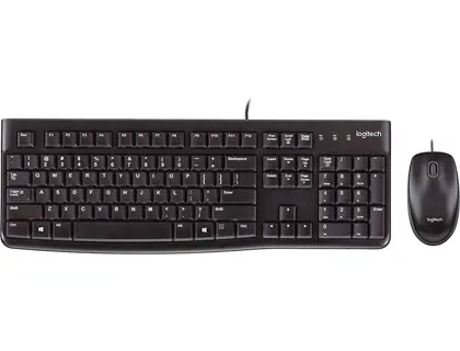 Imagen Set teclado + raton logitech mk120 usb con cable negro