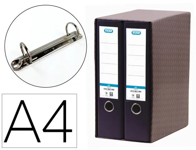 Imagen Modulo elba 2 archivadores de palanca din a4 con rado 2 anillas negro lomo de 80 mm