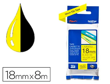 Imagen Cinta brother tze-641 amarillo-negro 18mm