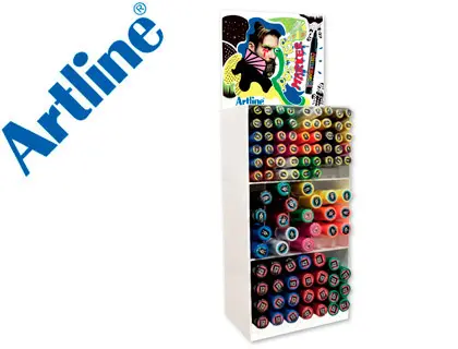 Imagen Expositor artline poster marker 96 uds colores surtidos - 51 uds 2 mm 29 uds 6 mm 16 uds 12 mm