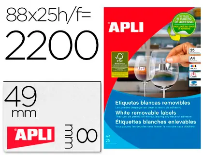 Imagen Etiqueta adhesiva apli removible 10314 especial joyeria 45x8 mm fotocopiadora laser ink-jet caja con 25